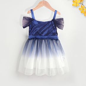 Toddler Girl Off Shoulder Strap Gradient Color Princess Party Mesh Dress
