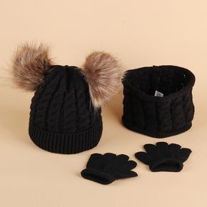 3-pack Baby / Toddler Pompon Knitted Hat and Scarf and Glove set