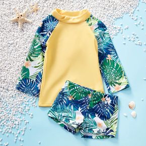 2-piece Baby / Toddler Boy Palm Leaf Print Rashguard and Trunk Swimsuit Set 