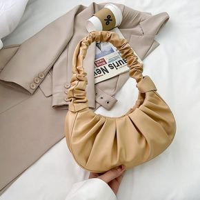 Wolken Hobo einfarbige Handtasche Umhängetasche mit gerafftem Design für Damen
