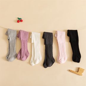 meia-calça com torção de cabo de cor sólida bebê / criança / criança meias leggings para meninas