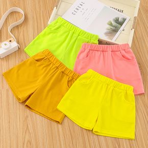 Toddler Girl/Boy Elasticized Casual Bright Color Solid Shorts with Pocket