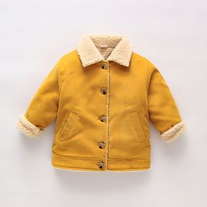 Baby Solid Corduroy Fleece Long-sleeve Button Front Coat Jacket