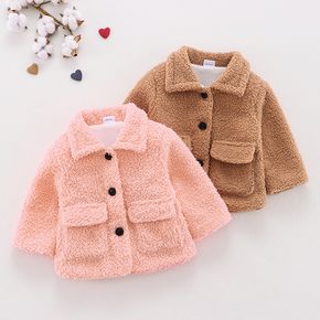 Baby Boy/Girl Thickened Fleece Solid Lapel Long-sleeve Single Breasted Coat
