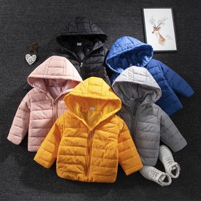 Toddler Boy/Girl Solid Color Zipper Hooded Coat