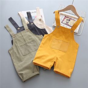 Toddler Boy Casual Solid Color Pocket Design Overalls