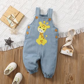 Baby Boy/Girl 95% Cotton Cartoon Giraffe Embroidered Denim Overalls