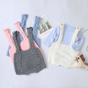 Baby Boy/Girl Solid Knitting Sleeveless Romper Overall Shorts