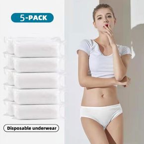 5-pack 100% Cotton Women Disposable Panties Underwear for Pregnant Women Postpartum or Business Travel Hotel