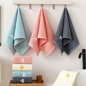 100% Cotton Embroidered Towel Washcloth Absorbent Quick Drying Bath Towel Ultra Soft and Gentle Coral Fleece Face Towel Bath Towel