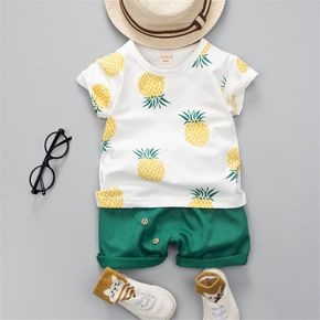 Pineapple Print Short-sleeve Baby Set