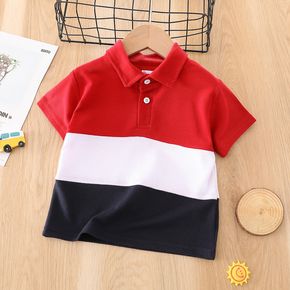 Toddler Boy Casual Colorblock Splice Button Design Polo Shirt