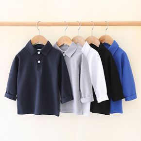 Toddler Boy Solid Color Long-sleeve Polo Shirt