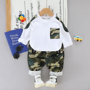 2pcs Baby Boy 95% Cotton Long-sleeve Sweatshirt and Camouflage Pants Set