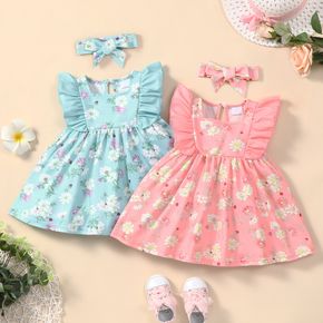 Baby Girl Floral Print Ruffled Dress