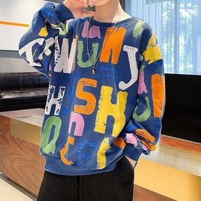 Toddler Boy Colorful Letter Print Pullover Sweatshirt