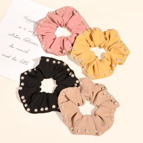 Scrunchies Hair Ties for Women Girls Scrunchy with Pearls Hairties for Thick Curly Hair Hair Accessories Soft Ropes Ponytail Holder