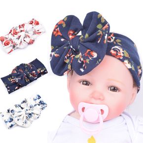 Allover Floral Print Bow Wide Headband for Girls