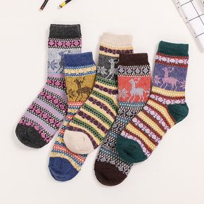 Women Vintage Style Socks Thick Warm Wool Blend Crew Socks