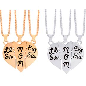 3-pack Mom Letter Heart Puzzle Matching Pendant Necklace Set