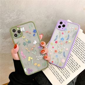 iPhone 7 8 Plus X XR XS 11 12 Pro Max Case for Clear Flowers Pattern Frosted PC Back 3D Floral Girls Woman Bumper Protective Silicone Slim Shockproof