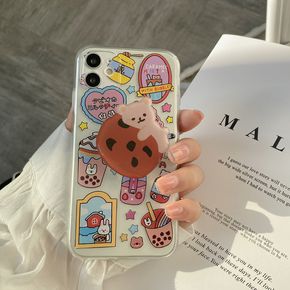 Urso bonito dos desenhos animados caso de telefone coreano para iphone