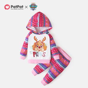 PAW Patrol 2-piece Little Girl Skye Christmas Cotton Hooded and Allover Pants Set