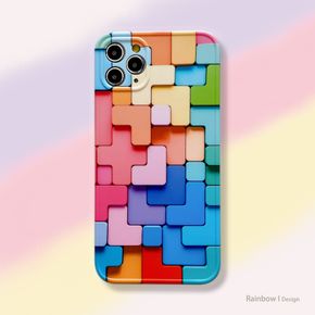 Colorful Rubik's Cube Phone Case for iPhone 11 12 Pro Max XS Max X XR 7 8 Plus Glossy Paint Box Soft Tpu Case