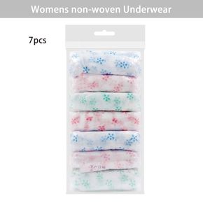 7-pack Women Disposable Panties Non-woven Fabric Print Cotton Bottom Paper Underwear Maternity Supplies