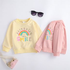100% Cotton Rainbow and Letter Print Baby Long-sleeve Sweatshirt