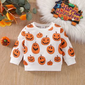 Halloween Baby Boy/Girl Long-sleeve Allover Pumpkin Print Sweatshirt