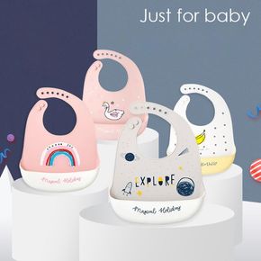 Karikatur-Babylätzchen wasserdichtes Silikon-Fütterung Speicheltuch Kleinkind einstellbar Schürzen