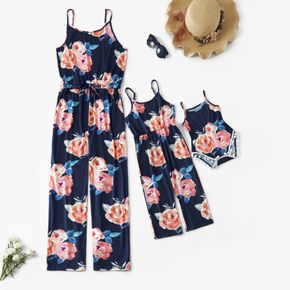 Floral Print Matching Sling Jumpsuits