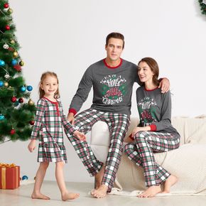 Familien Outfits Weihnachten Weihnachtsmuster grau Schlafanzug Pyjama