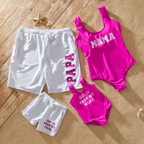 Family Letter Print Matching Swimsuits