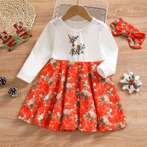 Toddler Girl 100% Cotton Christmas Deer Pattern Design Dress