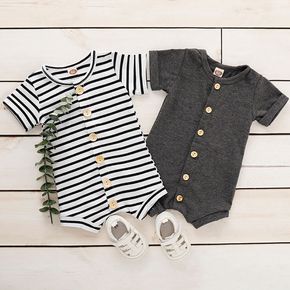 100% Cotton Striped Short-sleeve Baby Romper