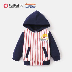Baby Shark Baby Boy Colorblock and Stripe Long-sleeve Hooded Jacket