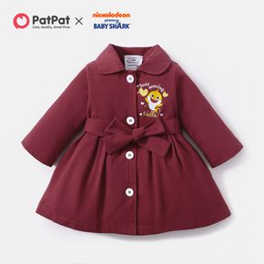 Baby Shark Baby Girl Front Button Heart Print Cotton Coat