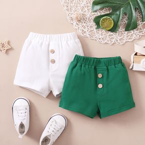 Baby Boy/Girl Solid Elasticized Waist Loose-Fit Shorts