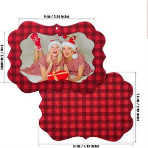 Christmas Hanging Picture Frame Ornaments Buffalo Plaid Christmas Ornaments Christmas Tree Photo Ornament