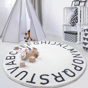 Round Kids ABC Alphabet Rug Soft Nursery Rug Crawling Mat Educational Playroom Carpet for Infant Toddlers