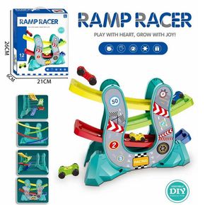 Kid Car Ramp Racer Toys Playsets with 4 Mini Cars Gliding Track DIY Assembled Rail Car Toys for Boys and Girls