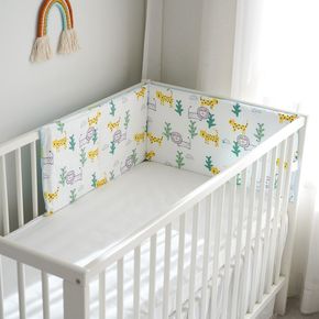 100% Cotton Animal Cartoon Removable Baby Crib Rail Padded Highly Resilience and Breathable Bumpers Safety Bed Side Rail Guard Protector