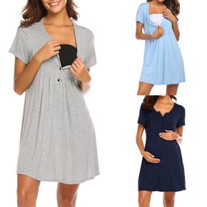 Casual Solid Short-sleeve Nursing Dress