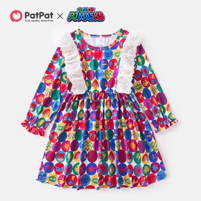 PJ Masks Toddlers Girl Colorful Ruffle Letter Geometry Dress