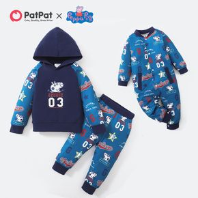 Peppa Pig Toddler Boy And Baby Blue Stars Letter Jumpsuit Top And Pants