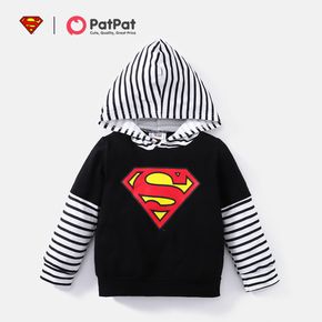 Superman Toddler Boy Striped Colorblock Cotton Hoodie Sweatshirt