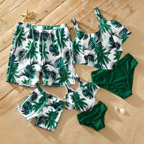 Tankini Tropical Plant Print Matching Swimsuits