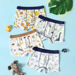 4-piece Toddler Boy Animal/Vehicle Print Underwear Boxer Briefs